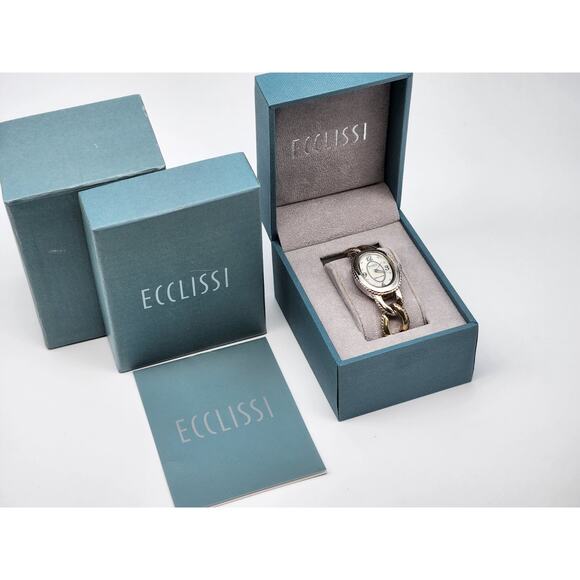 Ecclissi Sterling Silver 925 Link Bracelet Lady's Watch MOP Dial Model 33480 NOS - Picture 1 of 16